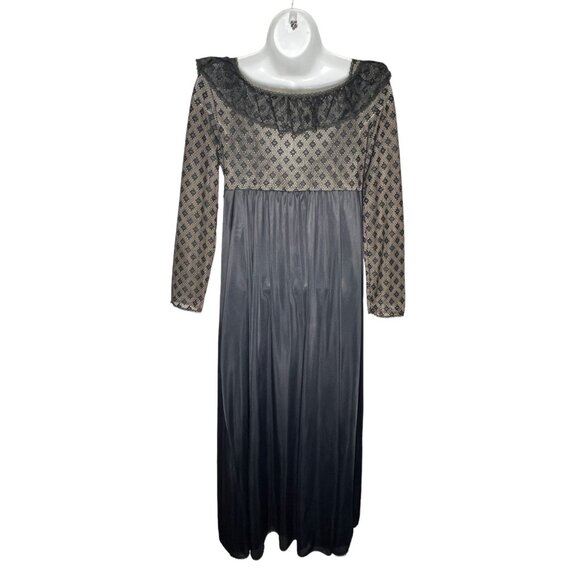 Vintage 60s Formfit Rogers Peignoir Set Robe & Nightgown Black Nude Small Glam - Picture 13 of 16
